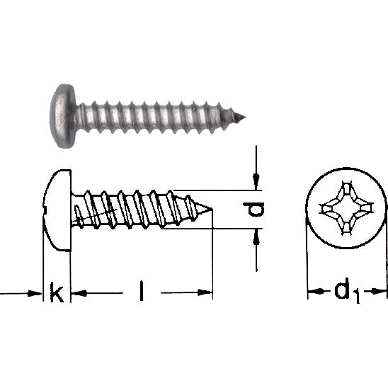 Blechschraube Linsenkopf mit Kreuzschlitz (Phillips)