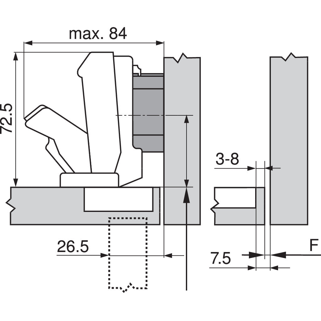 CLIP top Scharnier 170°