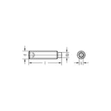 DIN 915/ISO 4028, Gewindestifte mit ISK und Zapfen, blank