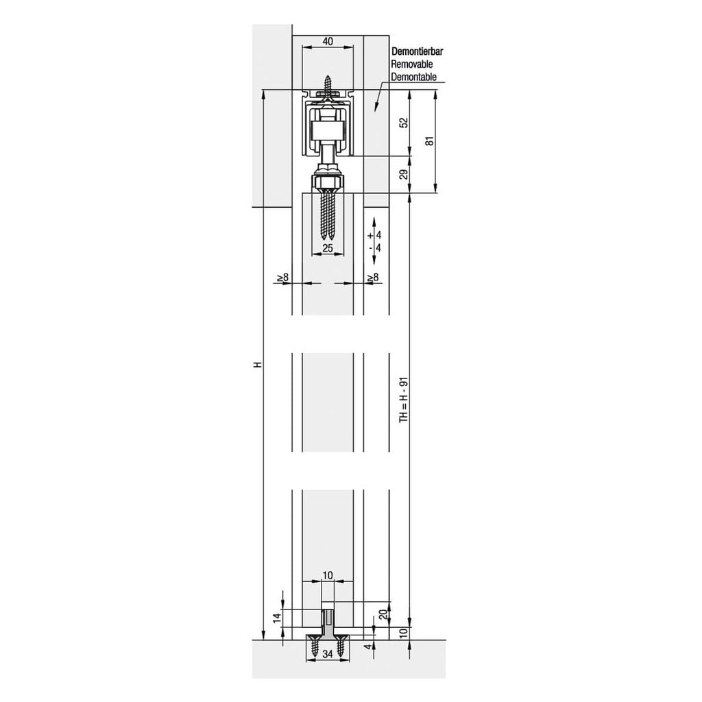 Schiebetürbeschlag Junior 100 Z/Z Pocket