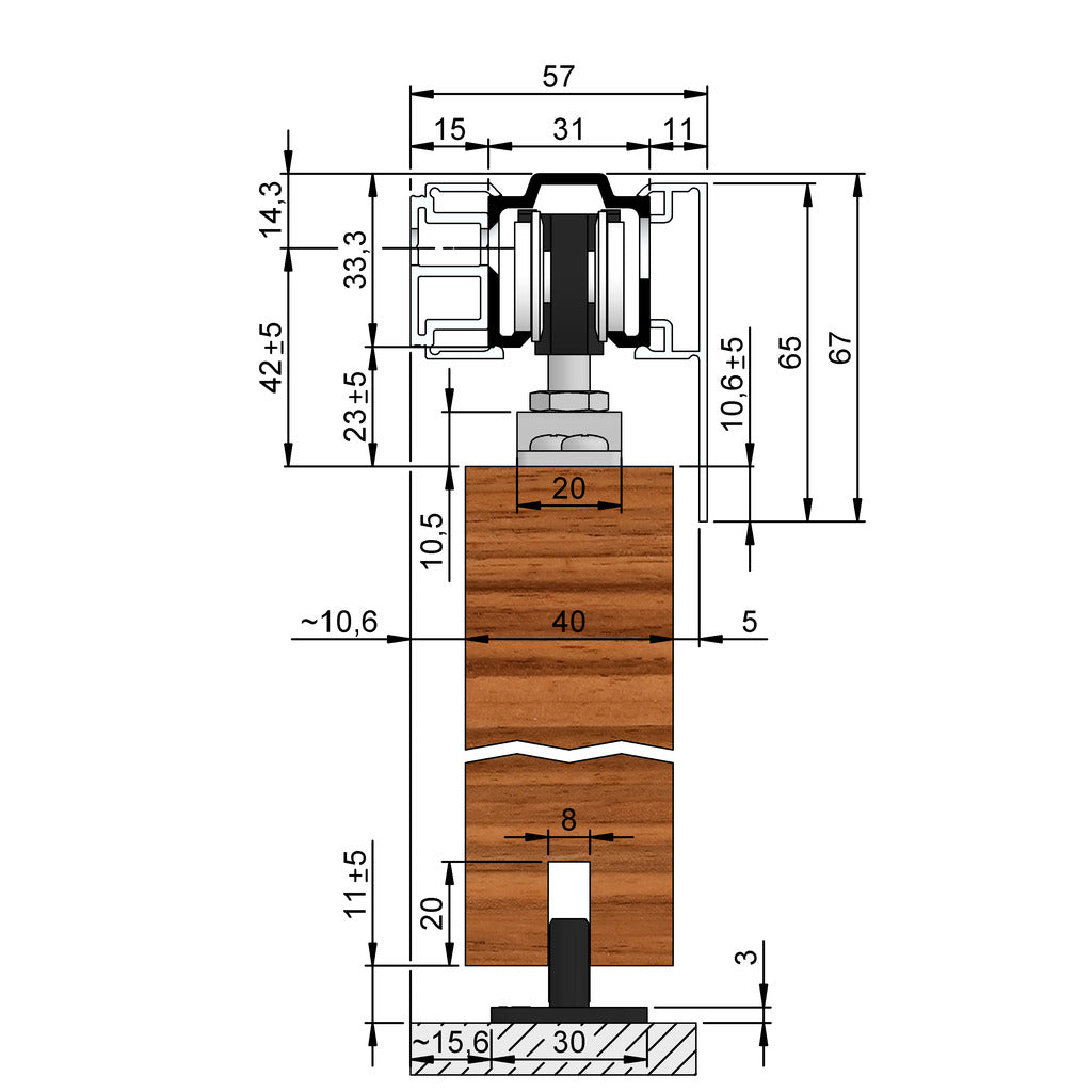 Schiebetürbeschlag "Helm 73" Smartcomfort