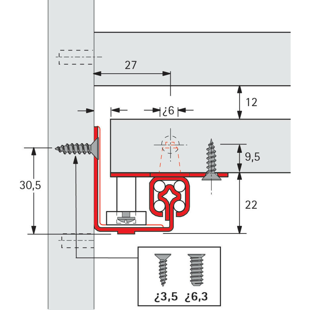 Quadro 25 Teilauszug für Schreibplatten