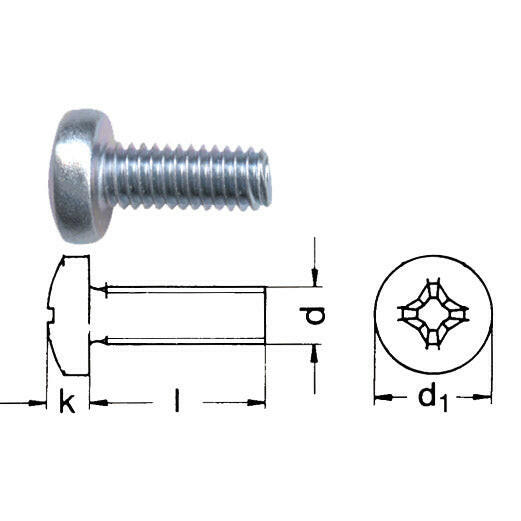 Linsenschraube mit Kreuzschlitz / verzinkt.