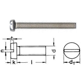 DIN 84/ISO 1207, Zylinderschrauben mit Schlitz, Niro A2