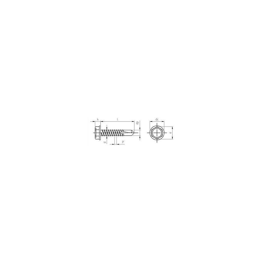 DIN 7504K, Sechskant-Bohrschrauben mit Bund Form-K, verzinkt.