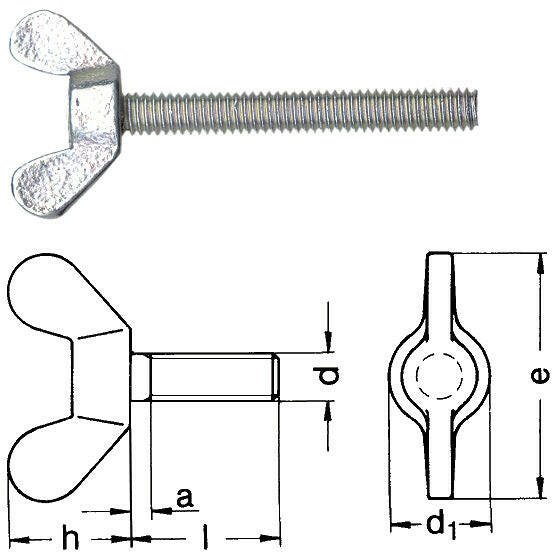 Flügelschraube Temperguß verzinkt / DIN 316