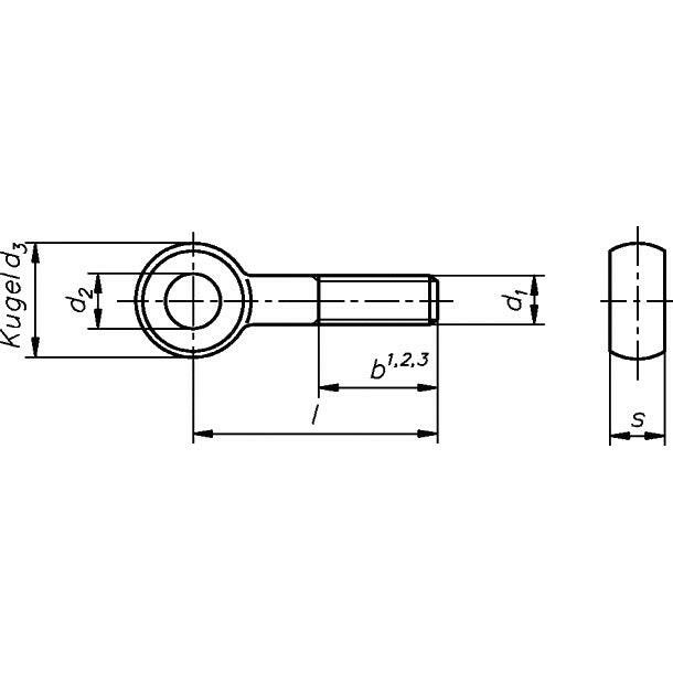 DIN444 Augenschrauben Form LB 4.6 verzinkt.